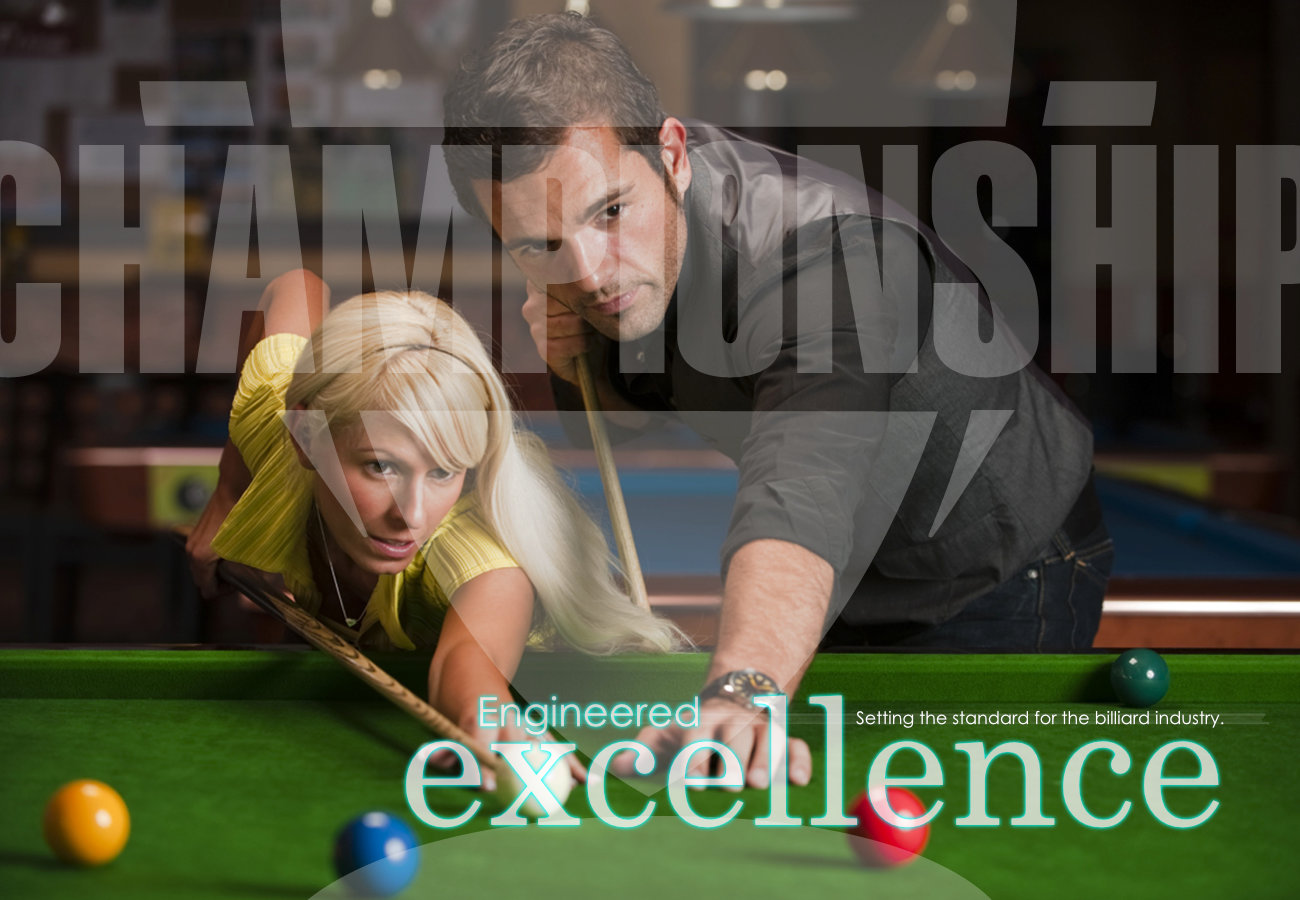 blond woman at a green felt pool table